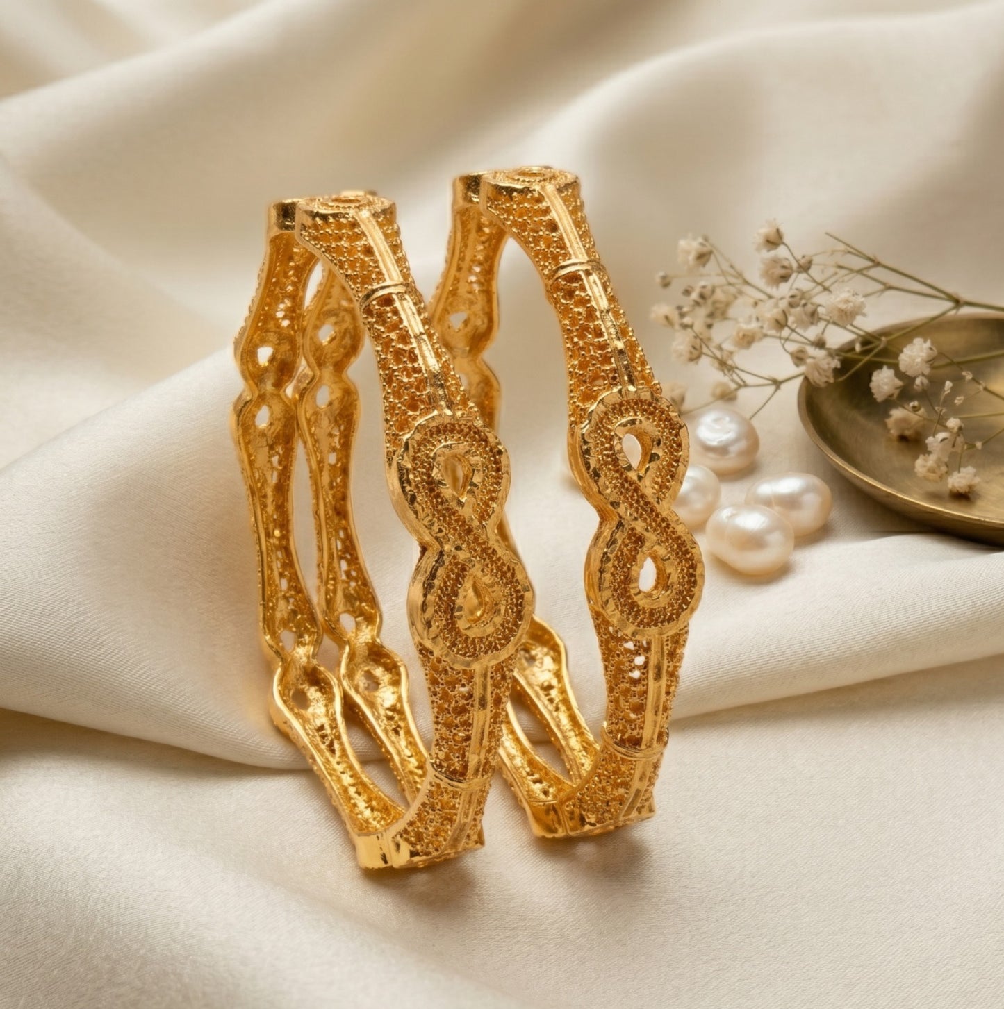 Mughalai Golden Bangles (2pcs)