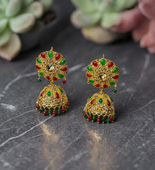 Classic Meenakari Jhumkas