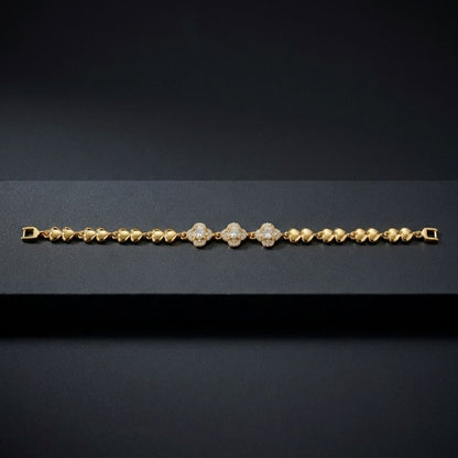 Golden Triple Clover Heart Bracelet
