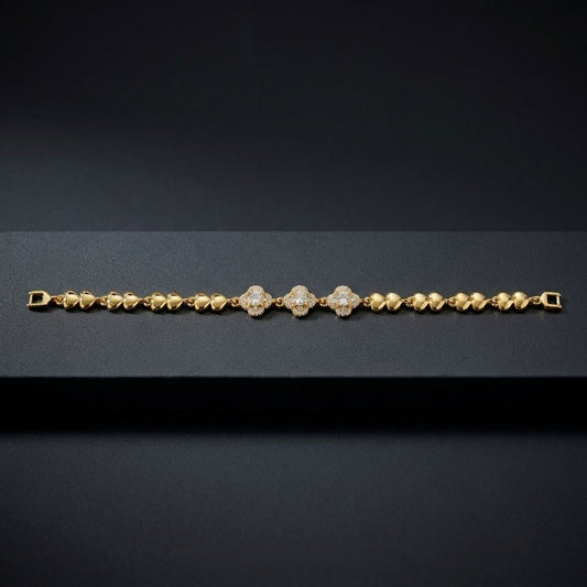 Golden Triple Clover Heart Bracelet