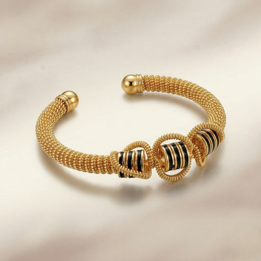 Golden Striped Enamel Kara