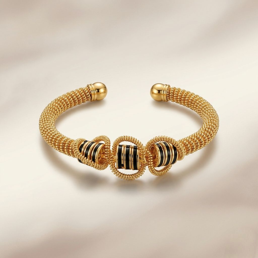 Golden Striped Enamel Kara