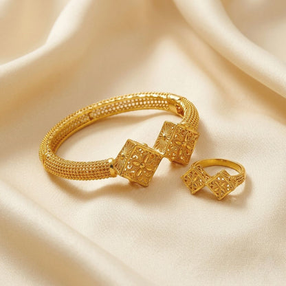 Filigree Cube Bangle & Ring Set