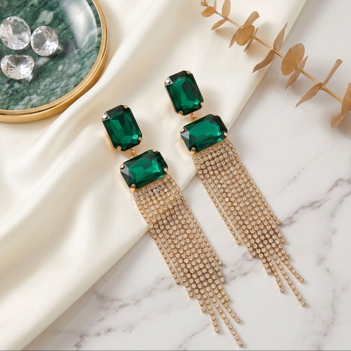 Crystal Cut Fringe Drop Earrings