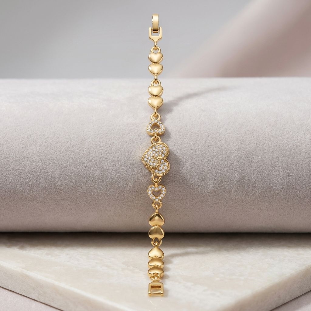 Golden Interlocking Hearts Bracelet
