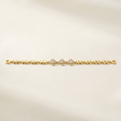 Golden Triple Clover Heart Bracelet