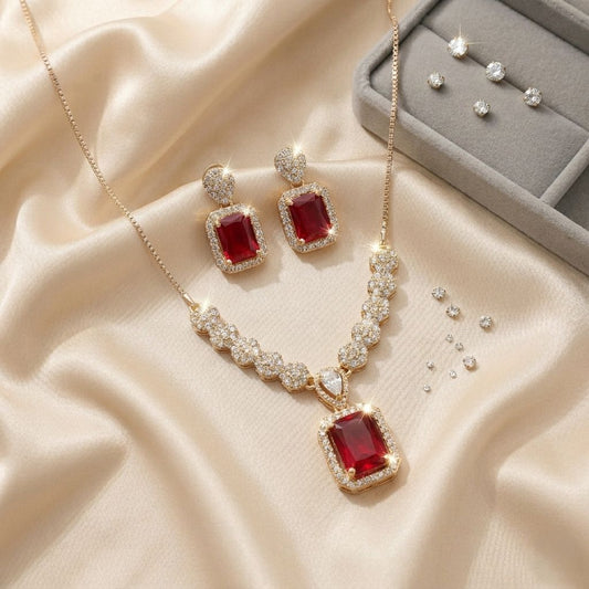 Emerald-Cut Necklace Set