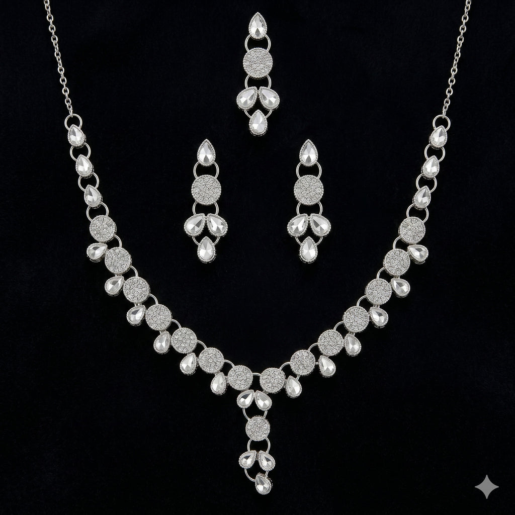 Silver-Tone Crystal Jewelry Set