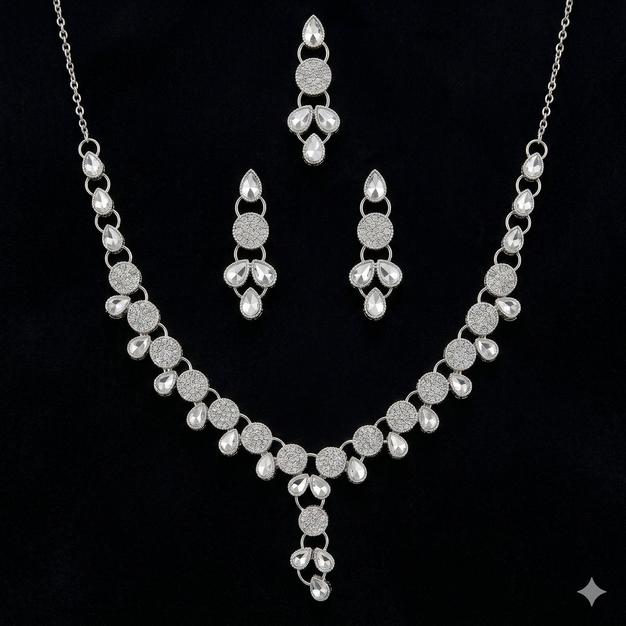 Silver-Tone Crystal Jewelry Set