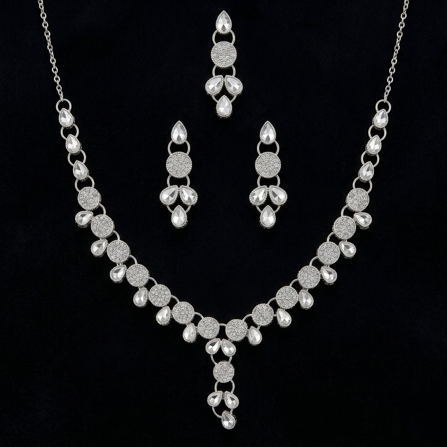 Silver-Tone Crystal Jewelry Set