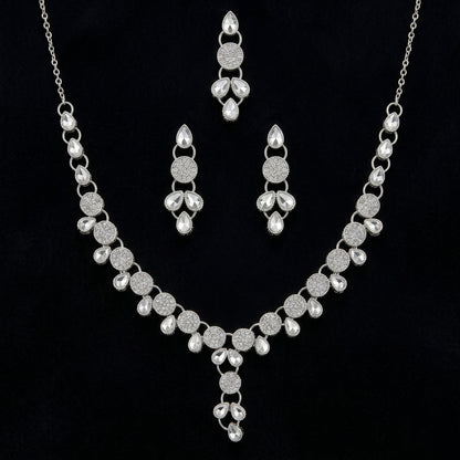 Silver-Tone Crystal Jewelry Set