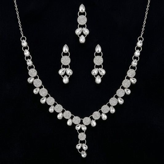 Silver-Tone Crystal Jewelry Set