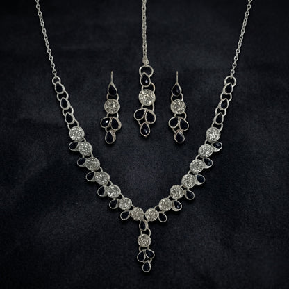 Modern Onyx & Silver Pendant Set