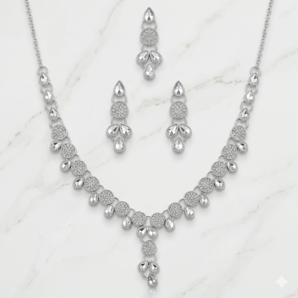 Silver-Tone Crystal Jewelry Set