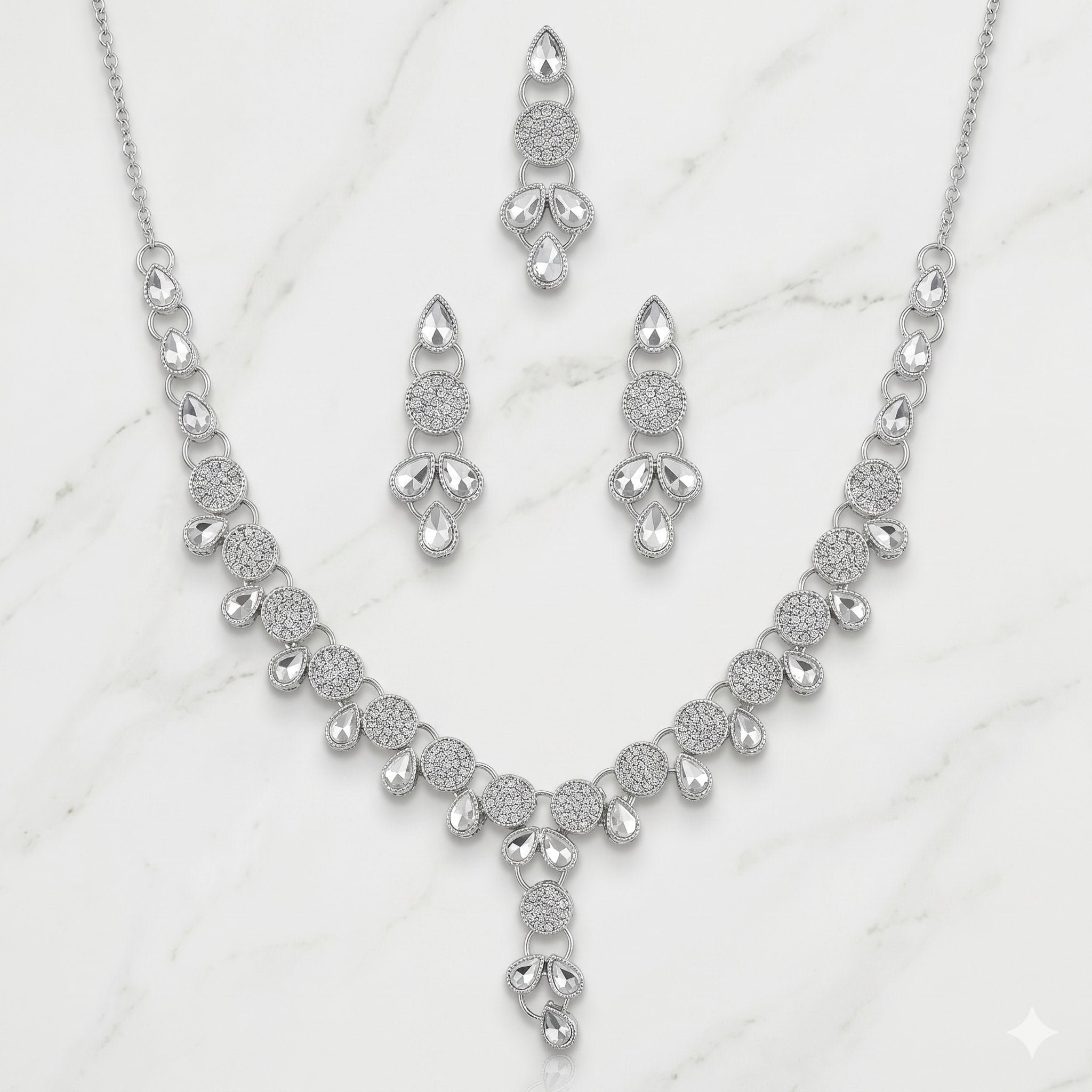 Silver-Tone Crystal Jewelry Set