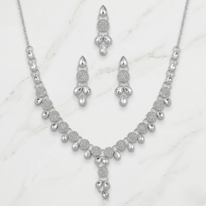 Silver-Tone Crystal Jewelry Set