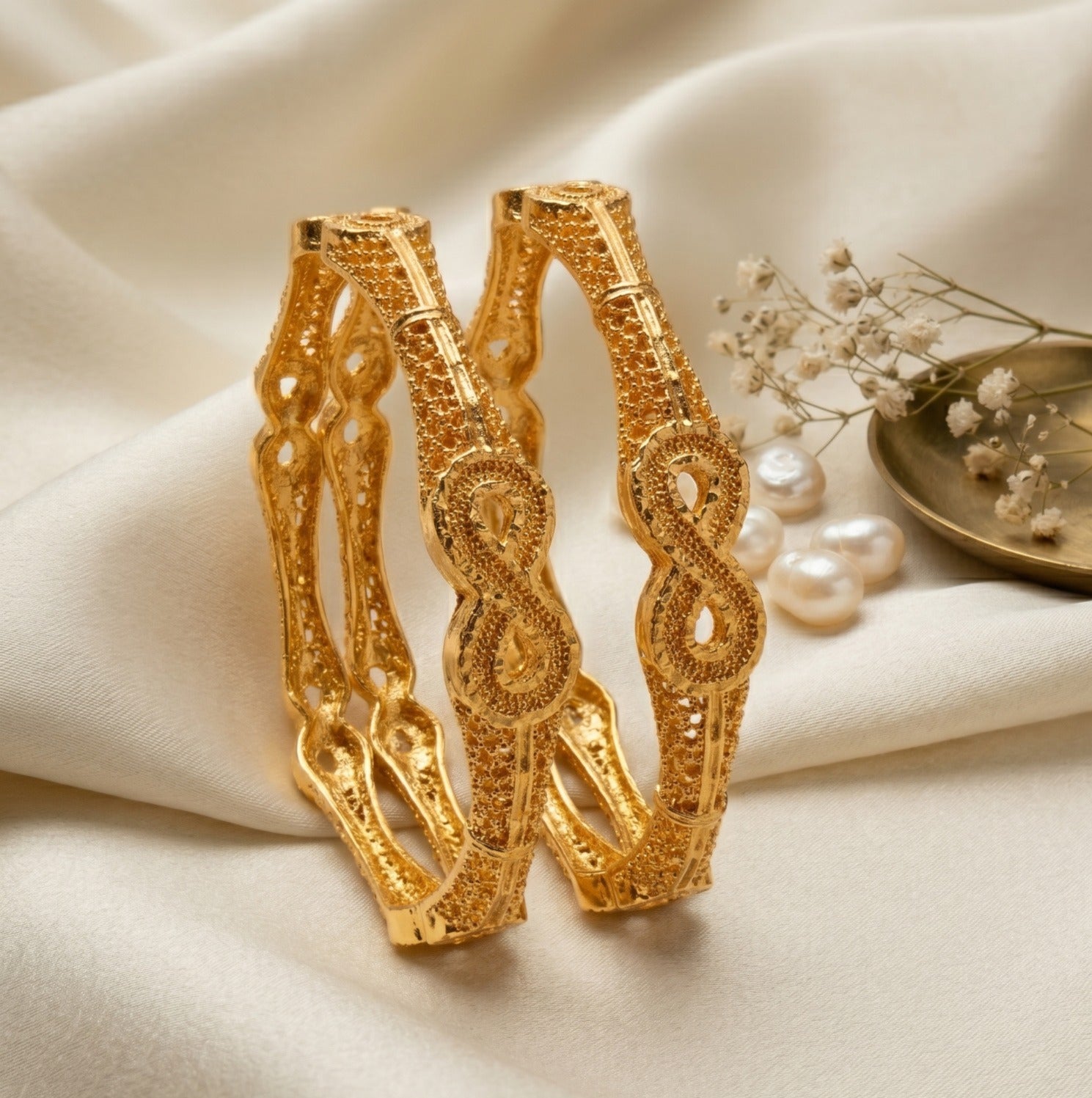 Mughalai Golden Bangles (2pcs)
