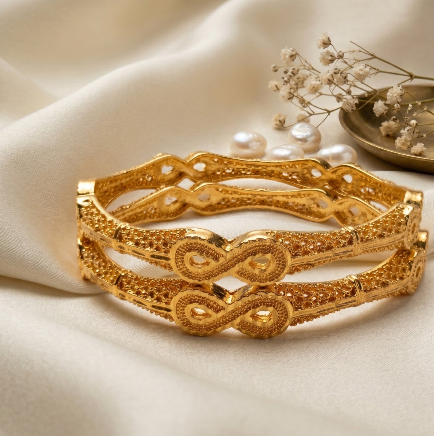 Mughalai Golden Bangles (2pcs)