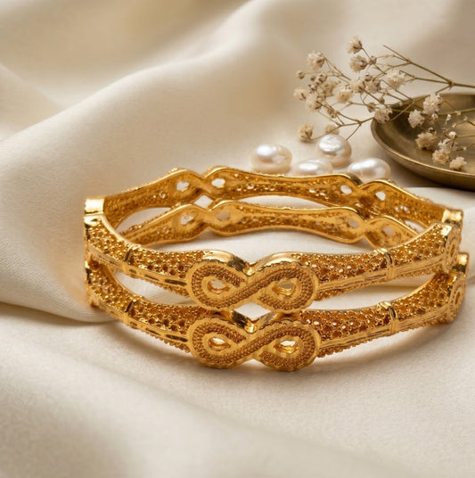 Mughalai Golden Bangles (2pcs)