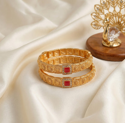 Mughalai Golden Bangles (2pcs)