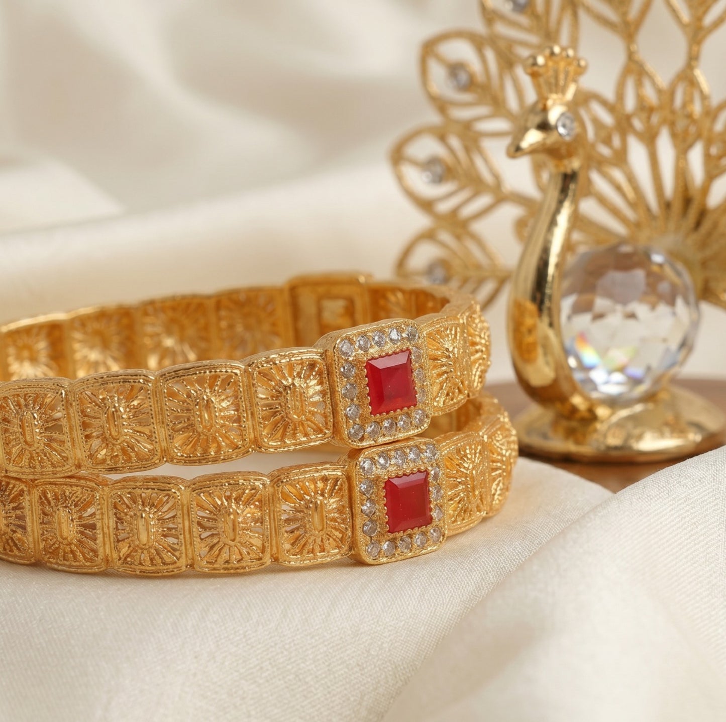 Mughalai Golden Bangles (2pcs)