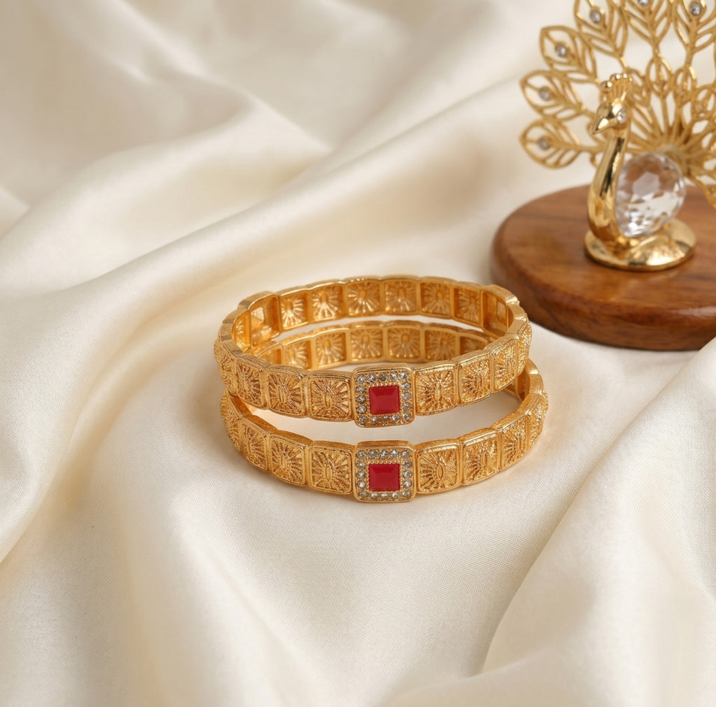 Mughalai Golden Bangles (2pcs)