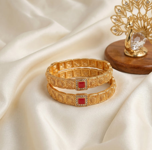 Mughalai Golden Bangles (2pcs)