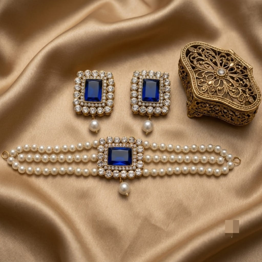 Sapphire Regal Blue Choker Set