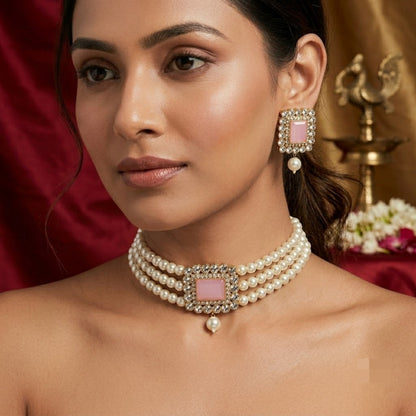 Sapphire Regal Pink Choker Set