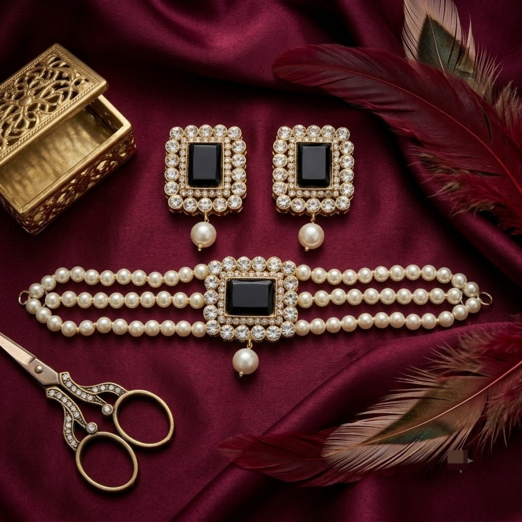 Sapphire Regal Black Choker Set