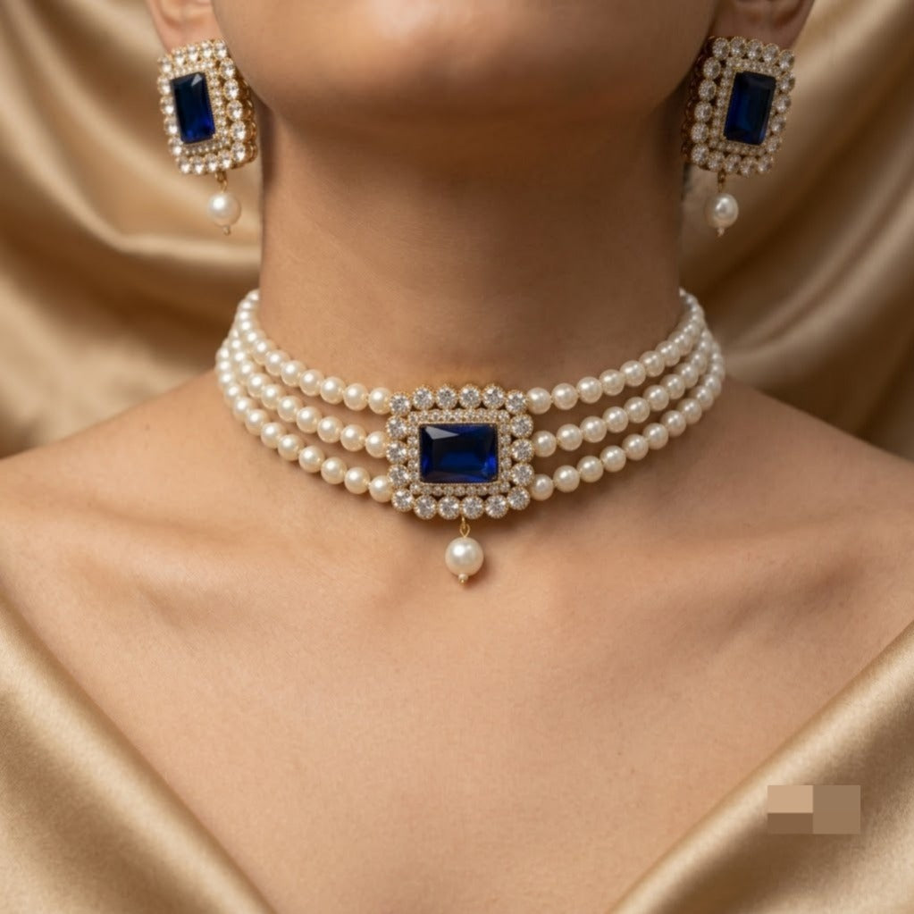 Sapphire Regal Blue Choker Set