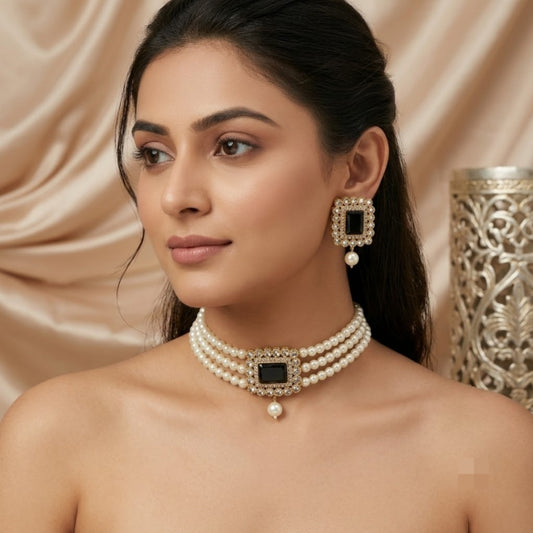 Sapphire Regal Black Choker Set