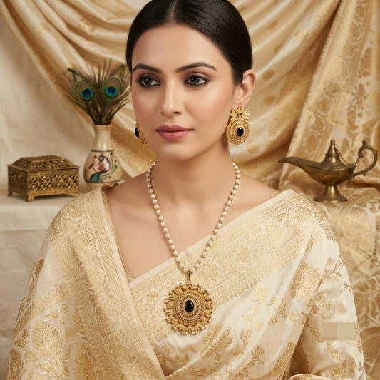 Emerald Pearl Pendant Set