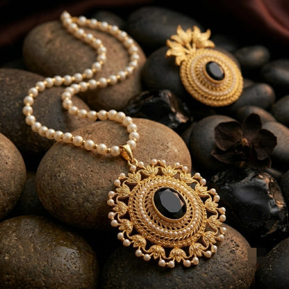 Emerald Pearl Pendant Set