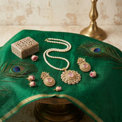 Royal Ruby Pearl Mala Set
