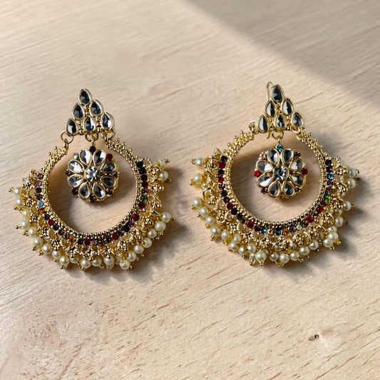 Multicolor Kundan Earrings