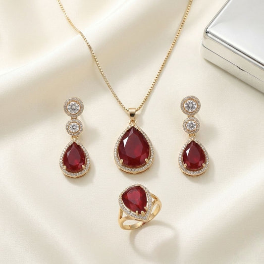 Golden Teardrop Locket Set